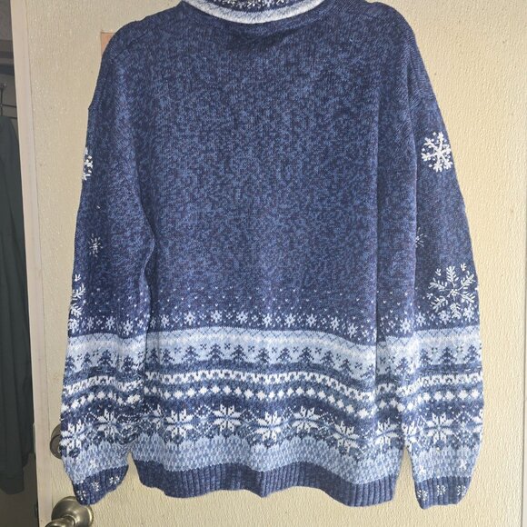 Tiara Women Holiday Long Sleeved Zip Cardigan with Snowflake Embellishments - Picture 3 of 9